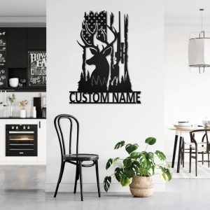 US Deer Hunting Metal Art Personalized Metal Name Signs Gifts For Hunter Dad Home Decor 3