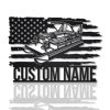 US Pontoon Boat Metal Art Personalized Metal Name Sign Lake House Decor 1