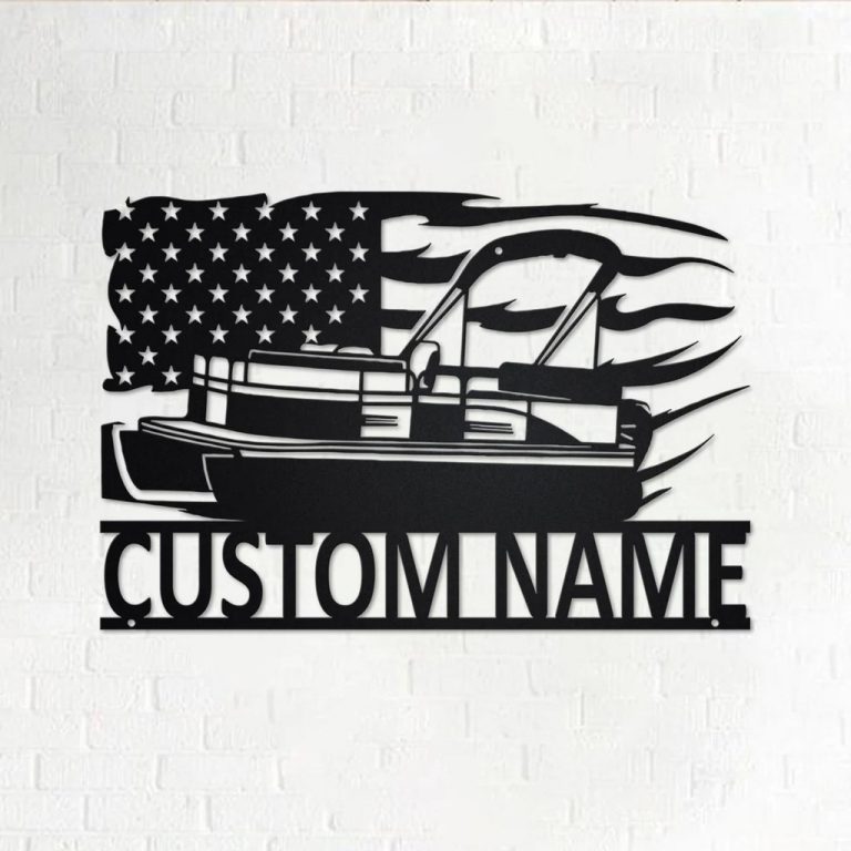 Us Pontoon Boat Metal Wall Art Personalized Metal Name Sign Home Decor