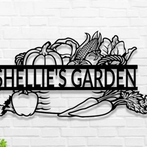Vegetables Garden Metal Sign Personalized Name Garden Signs Decor Yard House 1