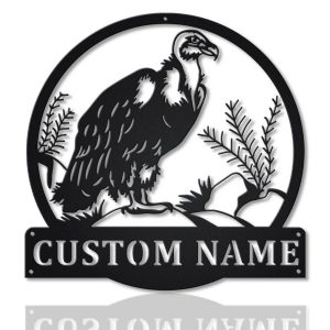 Volture Bird Metal Art Personalized Metal Name Sign Decor Home Gift for Animal Lover 1