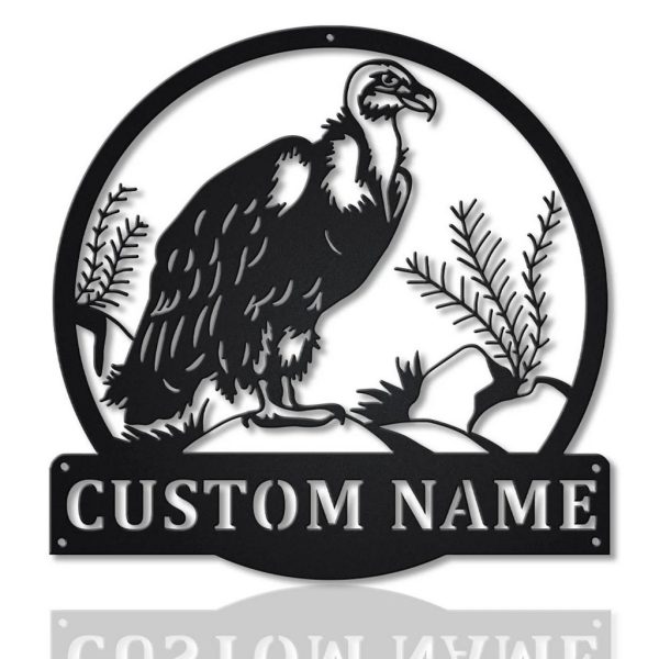 Volture Bird Metal Art Personalized Metal Name Sign Decor Home Gift for Animal Lover