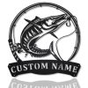 Wahoo Fishing Fish Pole Metal Art Personalized Metal Name Sign Decor Home Gift for Fishing Lover 1