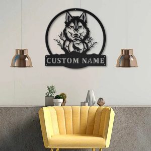 Wild Wolf Metal Art Personalized Metal Name Sign Decor Home Gift for Hunter 2