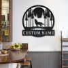 Wolf With Moon Metal Art Personalized Metal Name Sign Decor Home Gift for Hunter 2