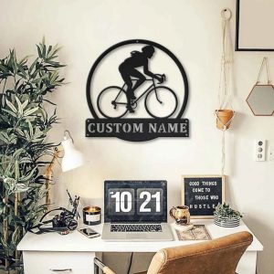 Women Cycling Metal Sign Personalized Metal Name Signs Home Decor Sport Lovers Gifts 4