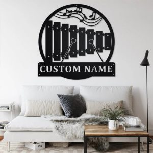 Xylophone Musical Instrument Metal Art Personalized Metal Name Sign Music Room Decor