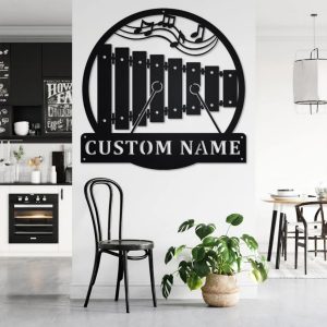 Xylophone Musical Instrument Metal Art Personalized Metal Name Sign Music Room Decor 3