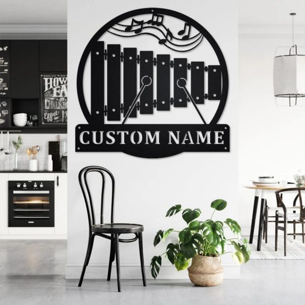 Xylophone Musical Instrument Metal Art Personalized Metal Name Sign Music Room Decor