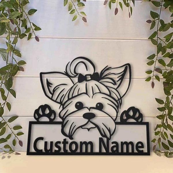 Yorkie Dog Metal Art Personalized Metal Name Sign Home Decor Gift for Dog Lover