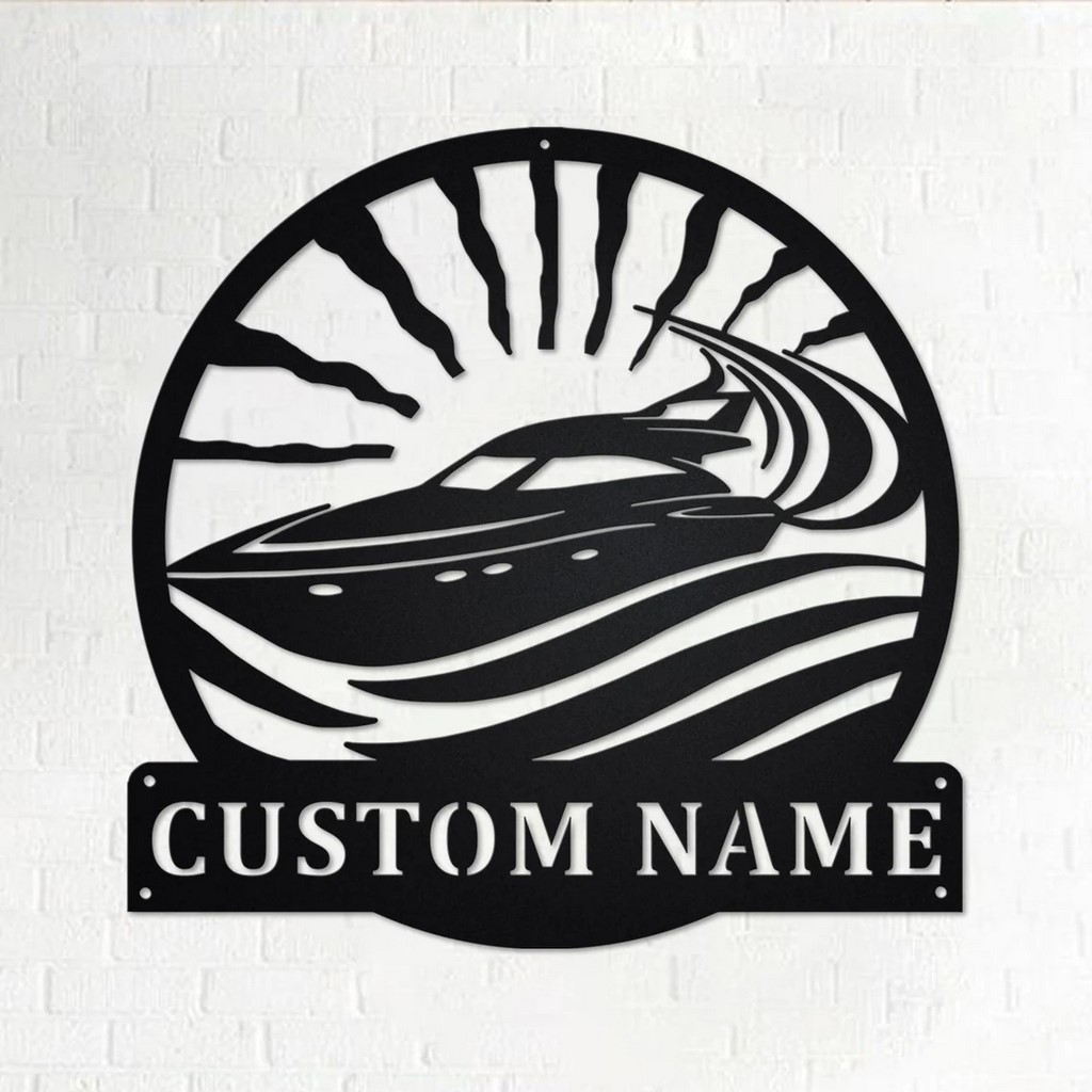 Speed Boat Metal Wall Art Personalized Metal Name Sign Home Decor Housewarming Gift