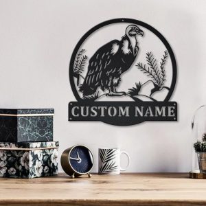 Volture Bird Metal Art Personalized Metal Name Sign Decor Home Gift for Animal Lover