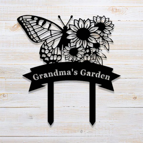 Personalized Butterfly Garden Stake Custom Gardener Name Sign Outdoor Decor Yard House