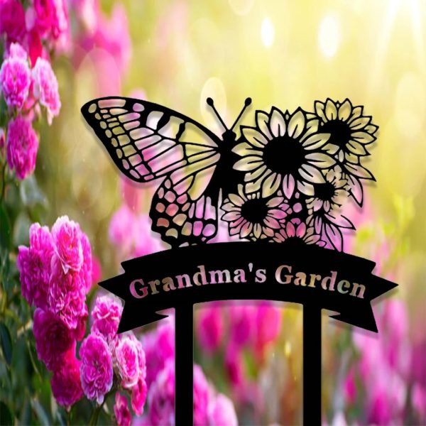 Personalized Butterfly Garden Stake Custom Gardener Name Sign Outdoor Decor Yard House