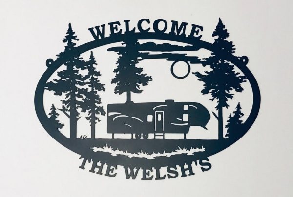 5th Wheel Camper Sign Personalized Metal Name Signs Wild Camping Decor Home