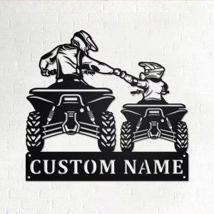 ATV Father And Son Metal Art Personalized Metal Name Sign Squad Biker Gift Garage Decor 1