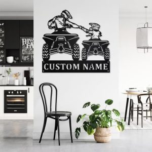 ATV Father And Son Metal Art Personalized Metal Name Sign Squad Biker Gift Garage Decor 2