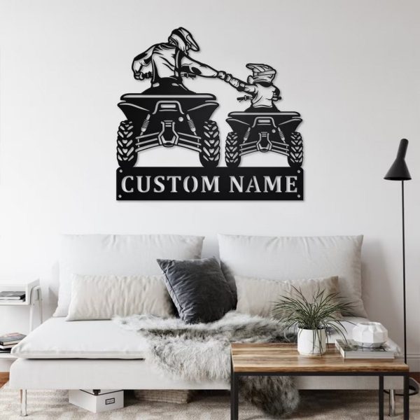 ATV Father And Son Metal Art Personalized Metal Name Sign Squad Biker Gift Garage Decor