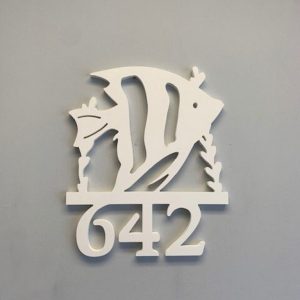 Angel Fish Metal Art Custom House Number Sign Address Signs Lake House Decor 3