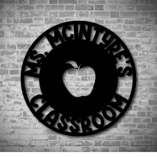 Apple Teacher Metal Art Personalized Metal Name Sign Gift for Teachers Classroom Decoration