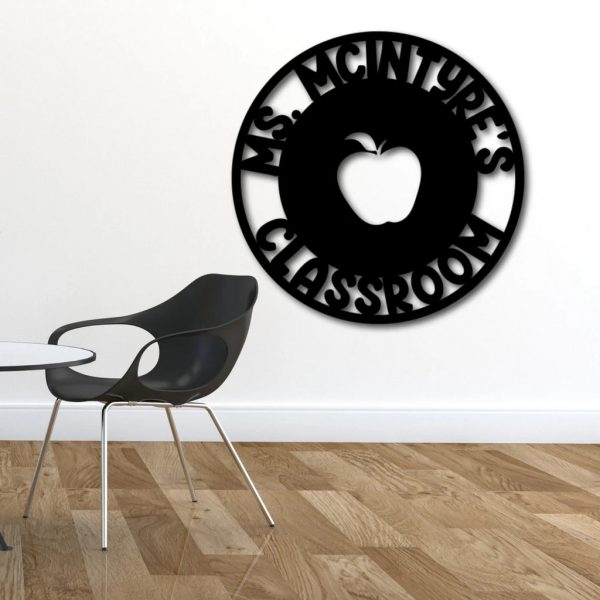 Apple Teacher Metal Art Personalized Metal Name Sign Gift for Teachers Classroom Decoration