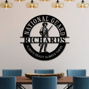 Armed Forces US Metal Art Personalized Metal Name Sign for National Guard Veteran Gift for Veteran