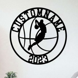 Basketball Wall Art Metal Personalized Favorite Player Sign Home Decor Metal Sports Decor For Room