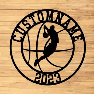 Basketball Wall Art Metal Personalized Favorite Player Sign Home Decor Metal Sports Decor For Room