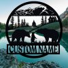 Bear Family Metal Art Personalized Metal Name Signs Wild Forest Animal Camping Sign Outdoor Home Decor 2