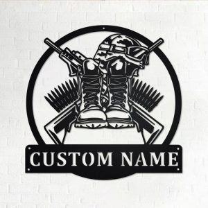 Boots Guns Veteran Metal Art Personalized Veteran Name Sign Home Decor Veterans Day Gift