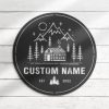 Cabin Life Metal Wall Art Personalized Metal Name Sign Mountain Forest Camping Sign Decor Home 1