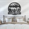 Campfire Scene Metal Wall Art Personalize Metal Name Sign Fire Pit Lake House Sign Home Decor 2