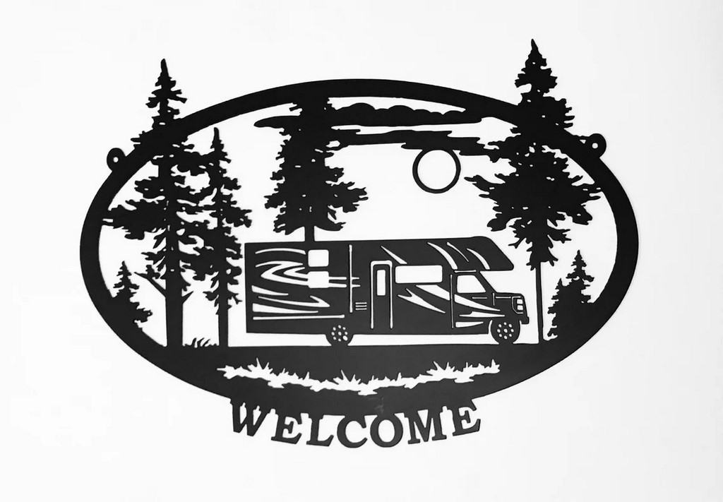 Class C Motorhomes Sign Personalized Metal Name Signs Wild Camping Sign Decorations for Campsite