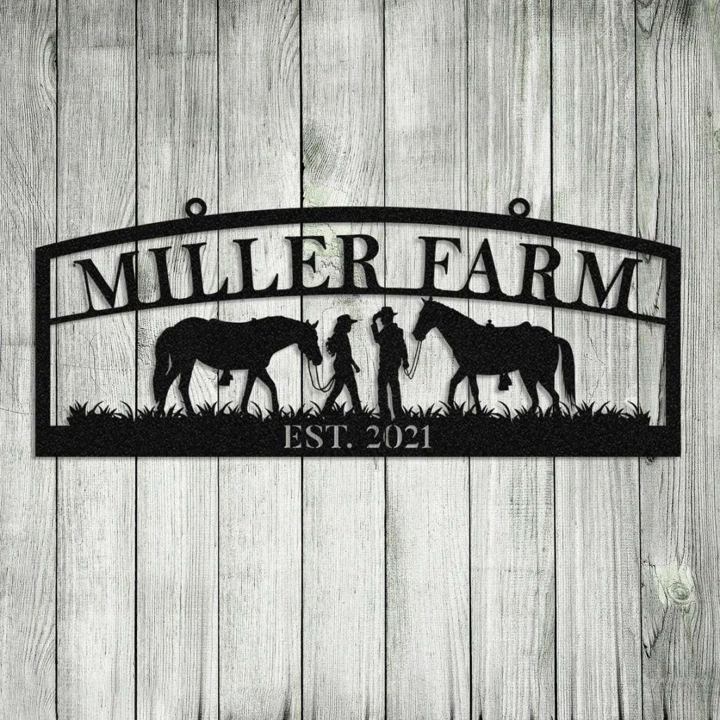 Cowboy Cowgirl Farm Sign Horse Ranch, Custom Outdoor Farmhouse, Metal ...