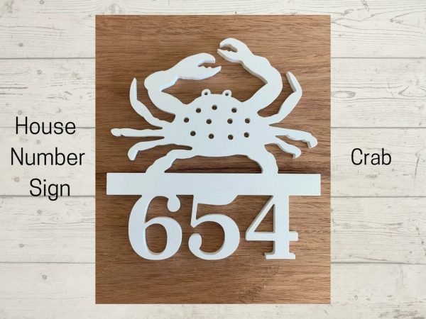 Crab Art Personalized House Number Metal Sign Custom Address Sign Beach House Decor