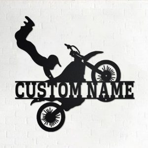 Custom Biker Metal Wall Art Dirt Bike Sign Personalized Metal Name Sign Garage Decor Motocross Rider