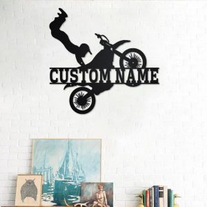 Custom Biker Metal Wall ARt Dirt Bike Sign Personalized Metal Name Sign Garage Decor Motocross Rider 3