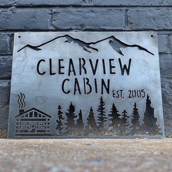 Custom Cabin Wilderness Rustic Metal Sign Mountain Wall Art Home Outdoor Decoration