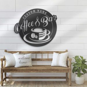 Custom Coffee Bar Metal Wall Art Personalized Metal Sign Home Decor Kitchen Decoration Patio Housewarming Gift Cafe Shop Decor 2