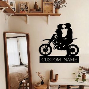 Custom Couple Motorcycle Metal Wall Art Personalized Metal Name Signs Home Decoration Valentines Day Gift 1