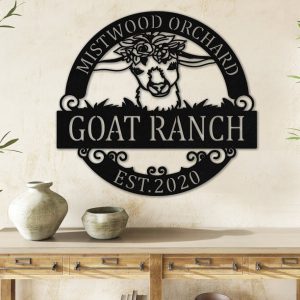 Custom Goat Farm Metal Sign Rustic Entrance Farmhouse Decor Floral Sheep Country Decor Personalized Metal Signs 2
