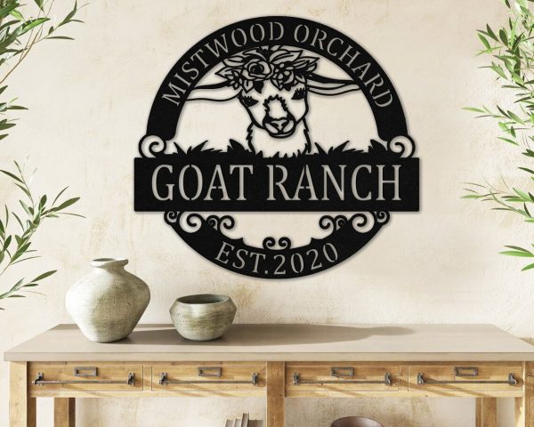 Custom Goat Farm Metal Sign Rustic Entrance Farmhouse Decor Floral Sheep Country Decor Personalized Metal Signs