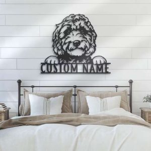 Custom Golden Doodle Metal Wall Art Personalized Labradoodle Name Sign Home Decor Goldendoodle Dog Lover Decoration 2
