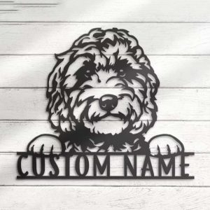 Custom Golden Doodle Metal Wall Art Personalized Labradoodle Name Sign Home Decor Goldendoodle Dog Lover Decoration
