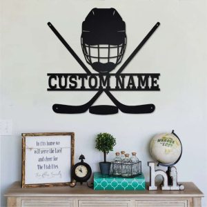 Custom Hockey Metal Wall Art Personalized Hockey Name Sign Hockey Wall Art Hockey Metal Home Decor