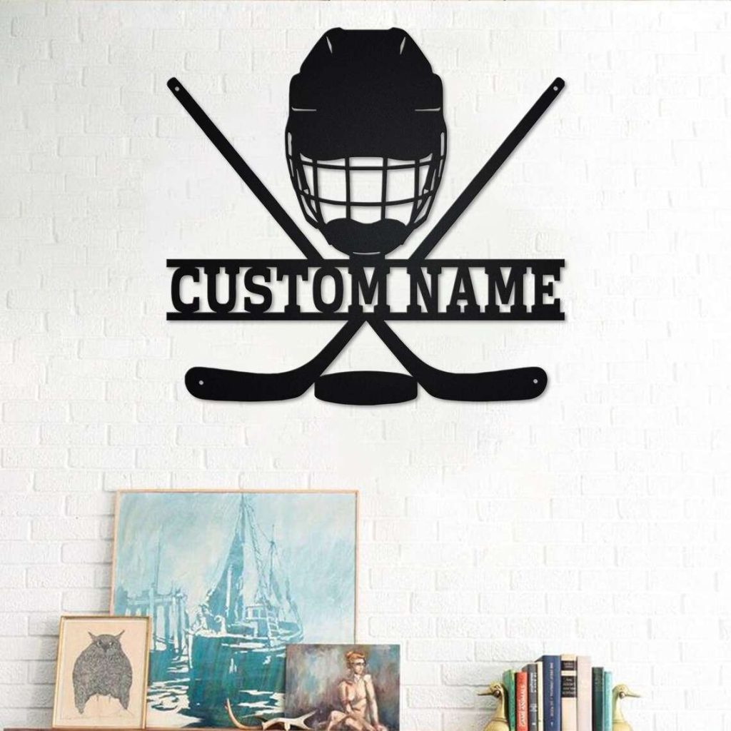 Custom Hockey Metal Wall Art Personalized Hockey Name Sign Hockey Wall