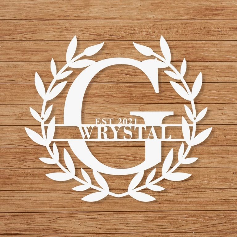 Custom Initial Split Letter Wreath Sign Established Personalized Family ...