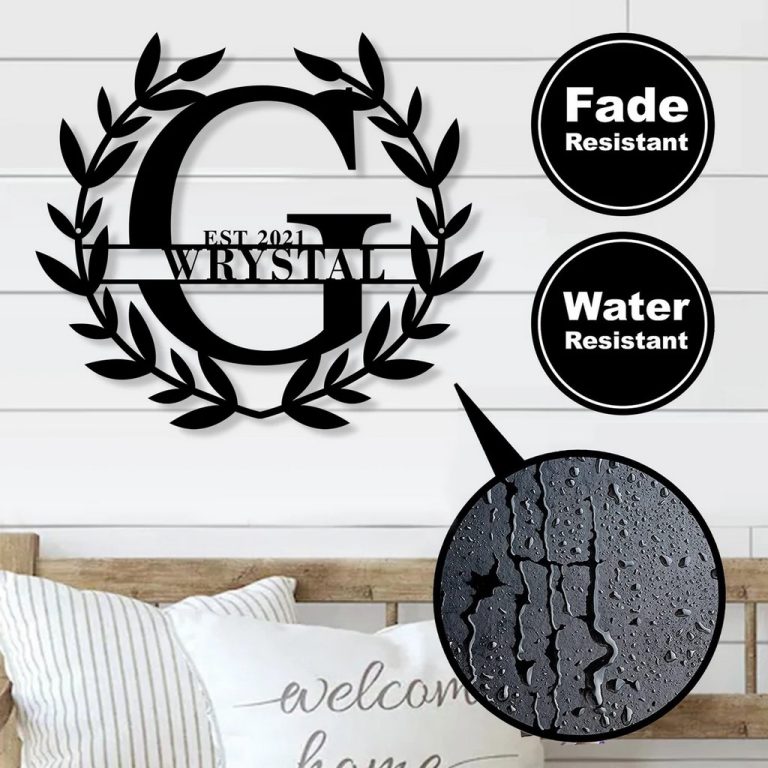 Custom Initial Split Letter Wreath Sign Established Personalized Family ...