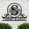 Custom Monogram Metal Sign Personalzied Family Name Metal Sign Intial Split Letter Wall Art Home Decor 1