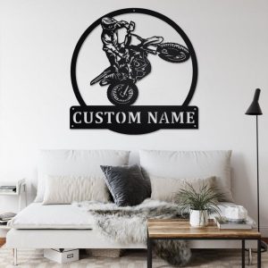 Custom Motocross Dirt Bike Metal Art Personalized Metal Name Sign Gift for Biker Home Decoration 3